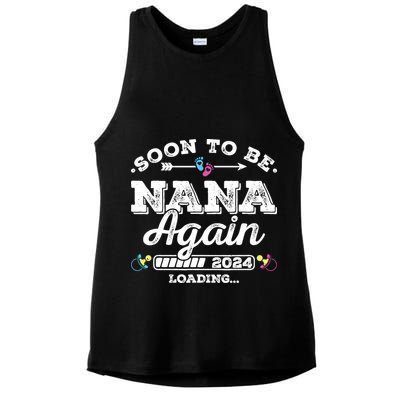 Soon To Be Nana Again 2024 Loading Pregnancy Announcement Ladies PosiCharge Tri-Blend Wicking Tank