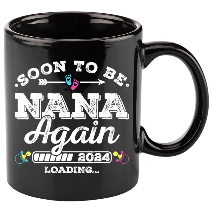 Soon To Be Nana Again 2024 Loading Pregnancy Announcement 11oz C Handle Ceramic Mug
