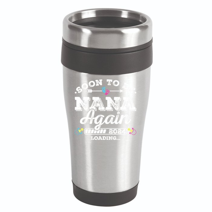 Soon To Be Nana Again 2024 Loading Pregnancy Announcement 16oz Travel Tumbler