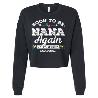 Soon To Be Nana Again 2024 Loading Pregnancy Announcement Cropped Pullover Crew