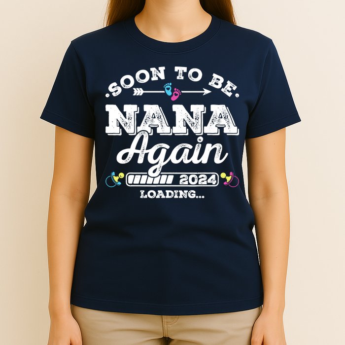 Soon To Be Nana Again 2024 Loading Pregnancy Announcement T-Shirt