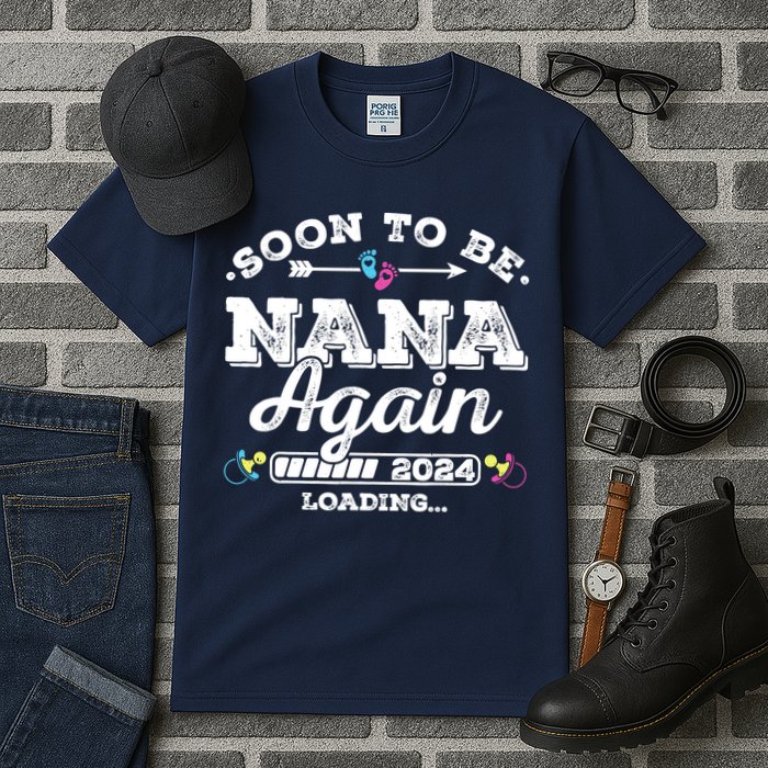 Soon To Be Nana Again 2024 Loading Pregnancy Announcement Tall T-Shirt