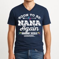 Soon To Be Nana Again 2024 Loading Pregnancy Announcement V-Neck T-Shirt