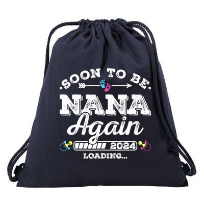 Soon To Be Nana Again 2024 Loading Pregnancy Announcement Drawstring Bag