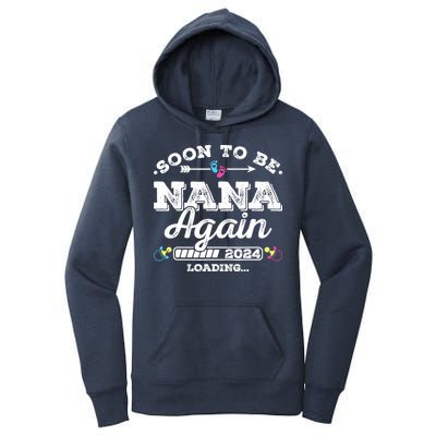 Soon To Be Nana Again 2024 Loading Pregnancy Announcement Women's Pullover Hoodie