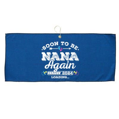 Soon To Be Nana Again 2024 Loading Pregnancy Announcement Large Microfiber Waffle Golf Towel