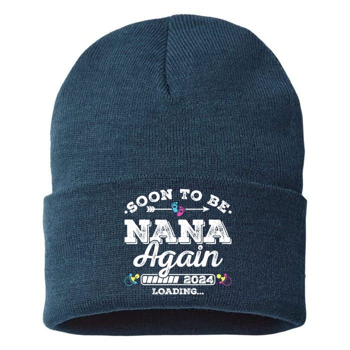 Soon To Be Nana Again 2024 Loading Pregnancy Announcement Sustainable Knit Beanie