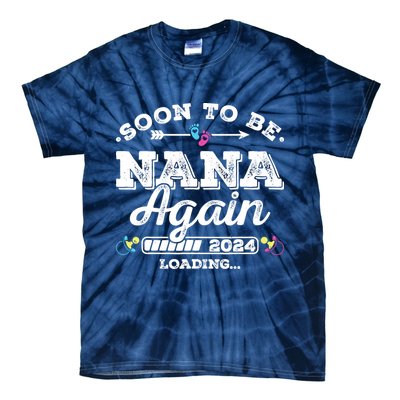 Soon To Be Nana Again 2024 Loading Pregnancy Announcement Tie-Dye T-Shirt