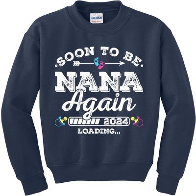 Soon To Be Nana Again 2024 Loading Pregnancy Announcement Kids Sweatshirt