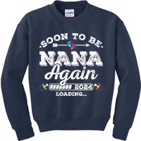 Soon To Be Nana Again 2024 Loading Pregnancy Announcement Kids Sweatshirt
