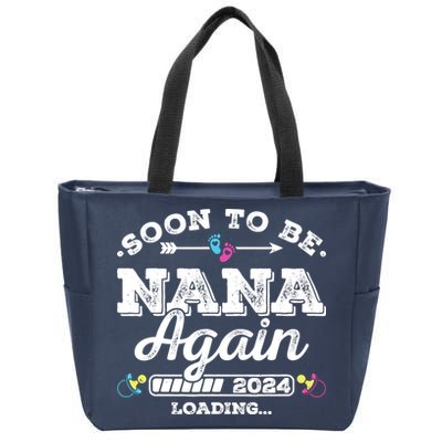 Soon To Be Nana Again 2024 Loading Pregnancy Announcement Zip Tote Bag