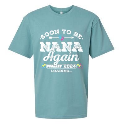 Soon To Be Nana Again 2024 Loading Pregnancy Announcement Sueded Cloud Jersey T-Shirt