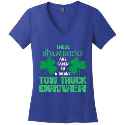 Shamrocks Taken By Drunk Tow Truck Driver St Patrick Gift Women's V-Neck T-Shirt