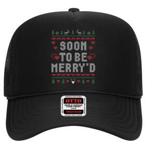 Soon To Be MerryD Engaged Couples Matching Ugly Christmas High Crown Mesh Back Trucker Hat