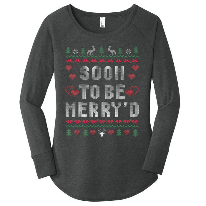 Soon To Be MerryD Engaged Couples Matching Ugly Christmas Women's Perfect Tri Tunic Long Sleeve Shirt