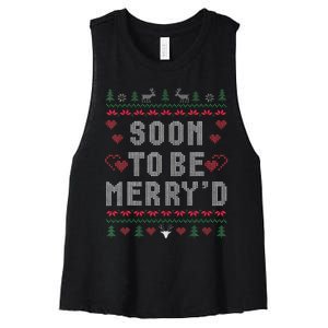 Soon To Be MerryD Engaged Couples Matching Ugly Christmas Women's Racerback Cropped Tank