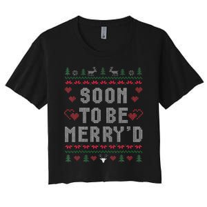 Soon To Be MerryD Engaged Couples Matching Ugly Christmas Women's Crop Top Tee