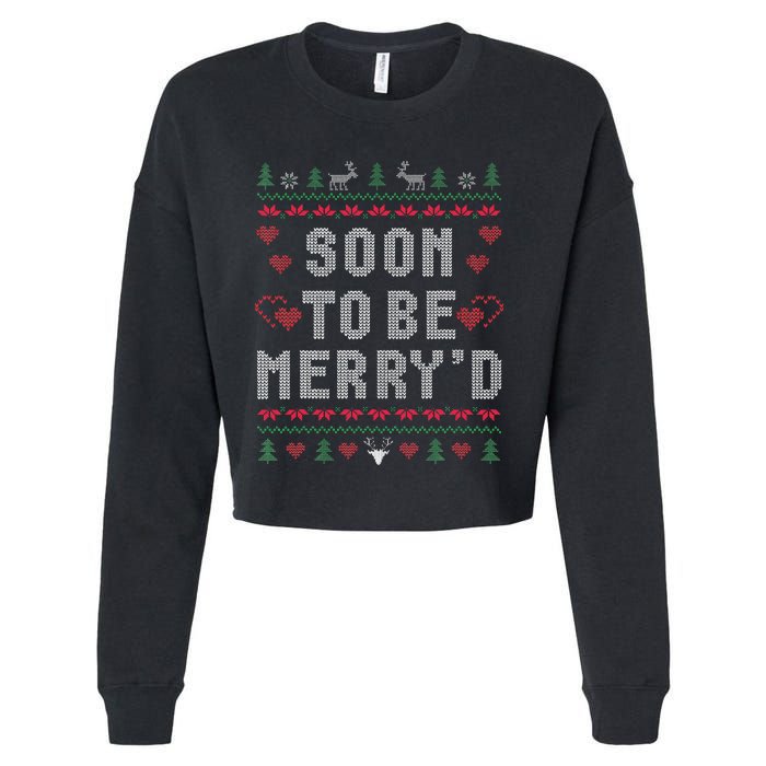 Soon To Be MerryD Engaged Couples Matching Ugly Christmas Cropped Pullover Crew