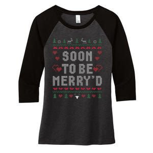 Soon To Be MerryD Engaged Couples Matching Ugly Christmas Women's Tri-Blend 3/4-Sleeve Raglan Shirt