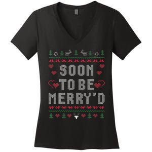 Soon To Be MerryD Engaged Couples Matching Ugly Christmas Women's V-Neck T-Shirt