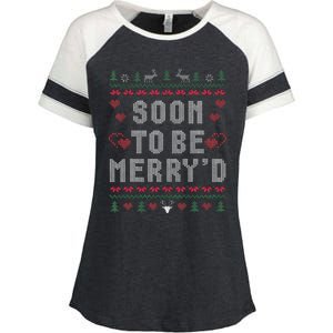 Soon To Be MerryD Engaged Couples Matching Ugly Christmas Enza Ladies Jersey Colorblock Tee