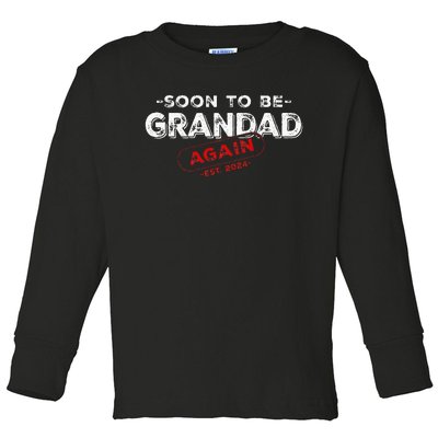 Soon To be Grandad Again est. 2024 Promoted to Grandpa Papa Toddler Long Sleeve Shirt