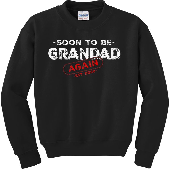 Soon To be Grandad Again est. 2024 Promoted to Grandpa Papa Kids Sweatshirt