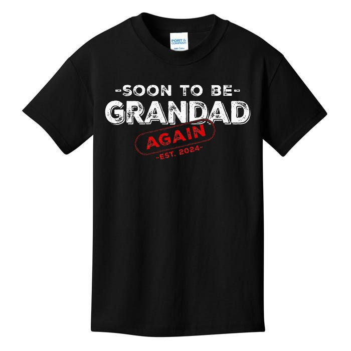 Soon To be Grandad Again est. 2024 Promoted to Grandpa Papa Kids T-Shirt