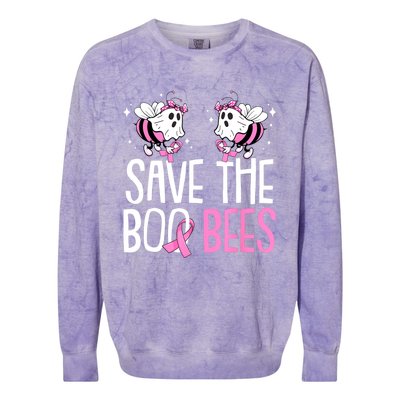 Save The Breast Cancer Awareness Boo Bees Halloween Colorblast Crewneck Sweatshirt