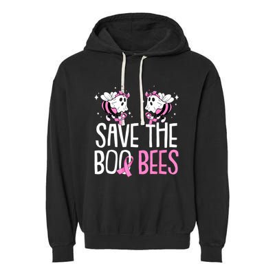 Save The Breast Cancer Awareness Boo Bees Halloween Garment-Dyed Fleece Hoodie