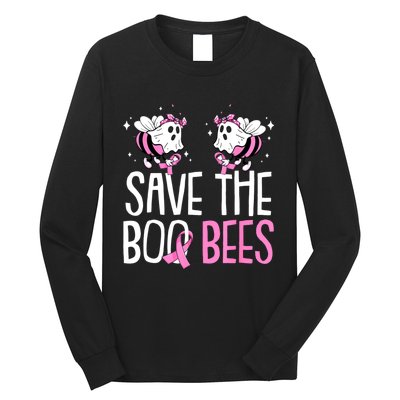 Save The Breast Cancer Awareness Boo Bees Halloween Long Sleeve Shirt