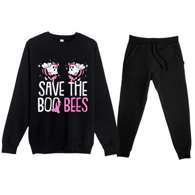 Save The Breast Cancer Awareness Boo Bees Halloween Premium Crewneck Sweatsuit Set