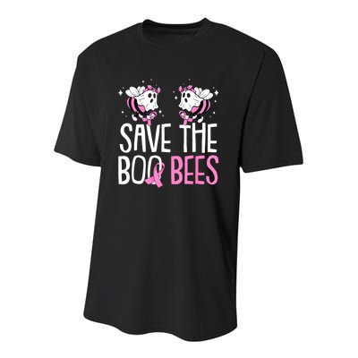 Save The Breast Cancer Awareness Boo Bees Halloween Youth Performance Sprint T-Shirt