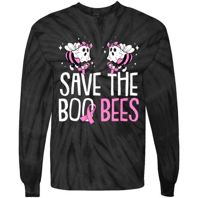 Save The Breast Cancer Awareness Boo Bees Halloween Tie-Dye Long Sleeve Shirt