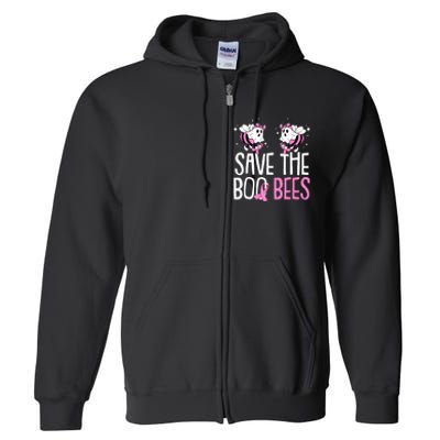 Save The Breast Cancer Awareness Boo Bees Halloween Full Zip Hoodie