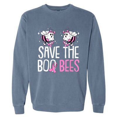 Save The Breast Cancer Awareness Boo Bees Halloween Garment-Dyed Sweatshirt