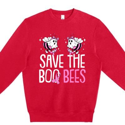 Save The Breast Cancer Awareness Boo Bees Halloween Premium Crewneck Sweatshirt