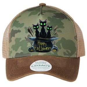 Spooky Trio Black Cats In A Cauldron Halloween Legacy Tie Dye Trucker Hat