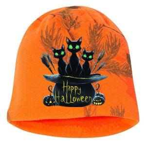 Spooky Trio Black Cats In A Cauldron Halloween Kati - Camo Knit Beanie