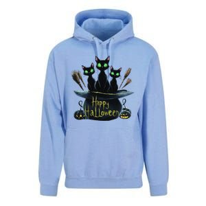 Spooky Trio Black Cats In A Cauldron Halloween Unisex Surf Hoodie