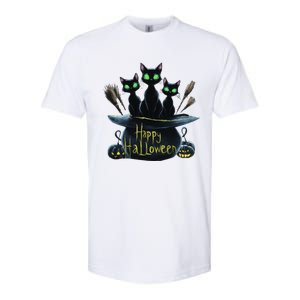 Spooky Trio Black Cats In A Cauldron Halloween Softstyle CVC T-Shirt