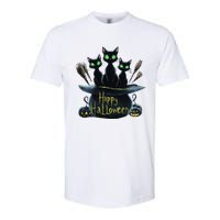 Spooky Trio Black Cats In A Cauldron Halloween Softstyle CVC T-Shirt