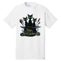 Spooky Trio Black Cats In A Cauldron Halloween Tall T-Shirt