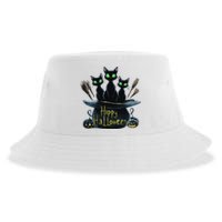 Spooky Trio Black Cats In A Cauldron Halloween Sustainable Bucket Hat