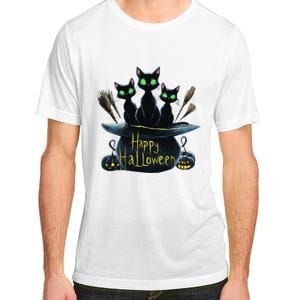 Spooky Trio Black Cats In A Cauldron Halloween Adult ChromaSoft Performance T-Shirt