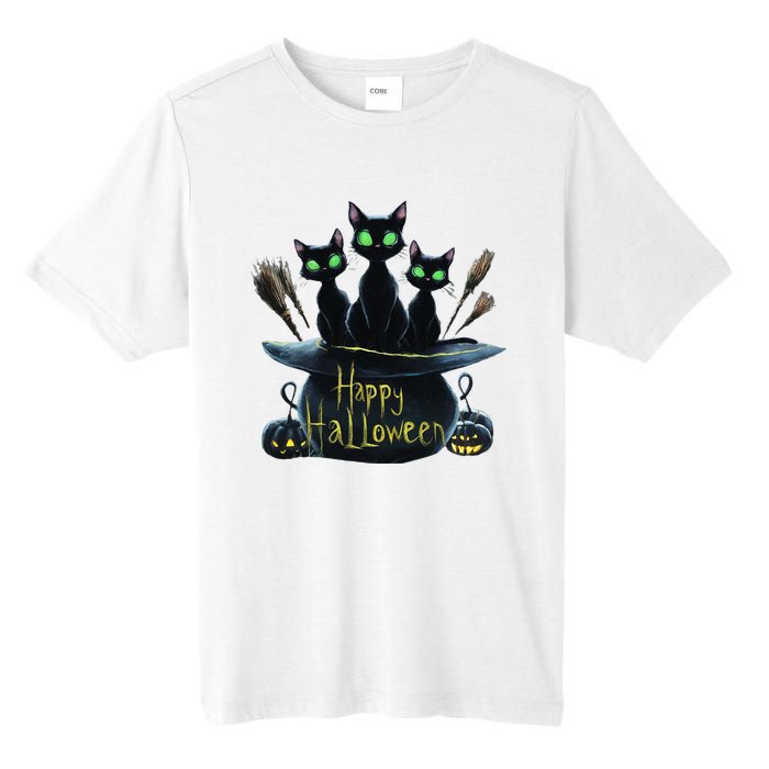 Spooky Trio Black Cats In A Cauldron Halloween Tall Fusion ChromaSoft Performance T-Shirt