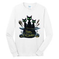 Spooky Trio Black Cats In A Cauldron Halloween Tall Long Sleeve T-Shirt