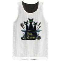 Spooky Trio Black Cats In A Cauldron Halloween Mesh Reversible Basketball Jersey Tank