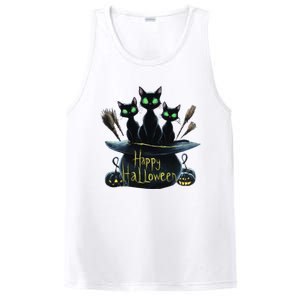 Spooky Trio Black Cats In A Cauldron Halloween PosiCharge Competitor Tank