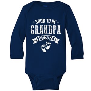 Soon To Be Grandpa Promoted To Grandpa 2024 Baby Long Sleeve Bodysuit